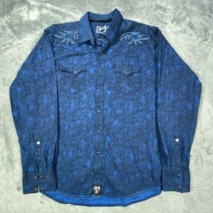 Rock 47 Wrangler Shirt Mens 2XL Western Pearl Snap Long Sleeve Rodeo Tie Dye